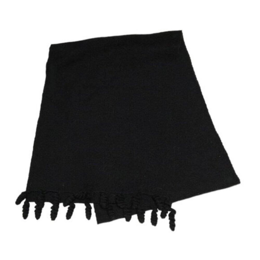 Mon Repos Black Alpaca Scarf Curly Fringe